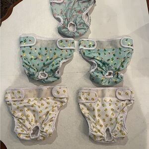 Dog Reusable Diaper Covers. Rubber duckies, cactus, flamingo. Set of 5